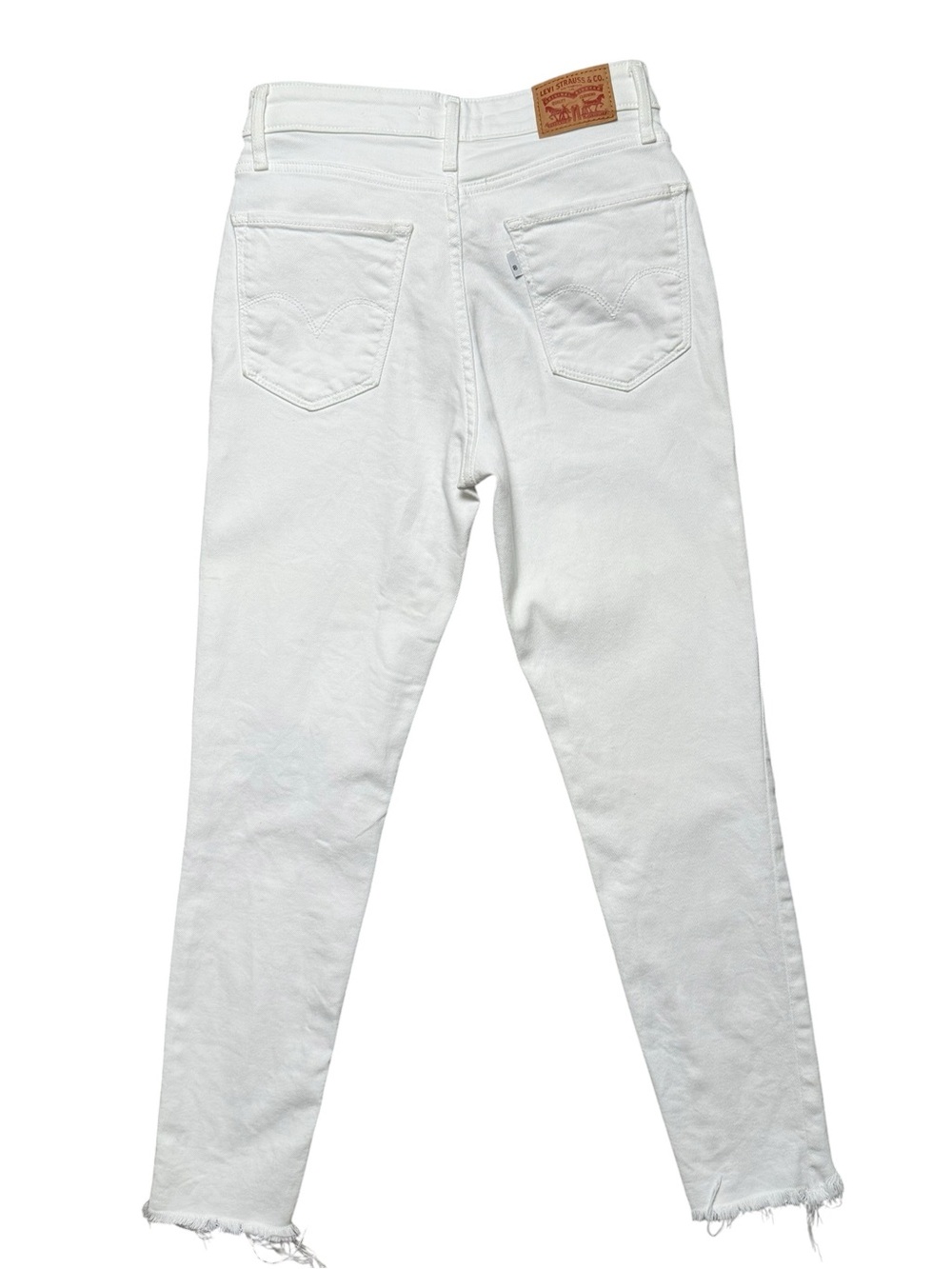 Levi’s 721 High Rise Skinny Ankle White Distressed Raw Hem Jeans 26 - Picture 3 of 12